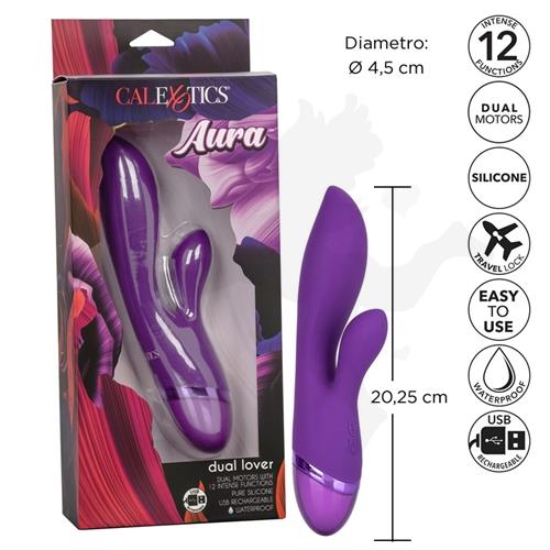 Vibrador con estimulador de clitoris Aura Dual Lover con carga USB